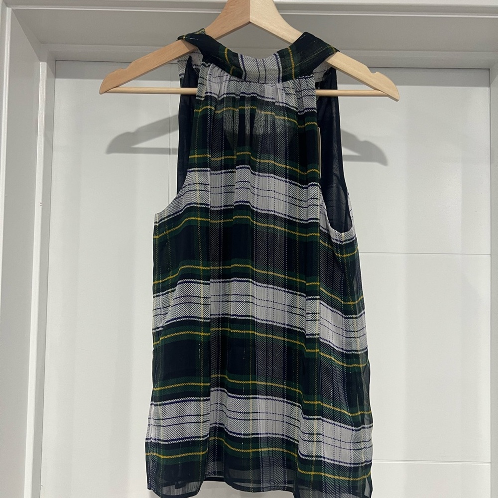 J Crew Blackwatch Plaid Tartan Tie Halter - Size 00 NWT